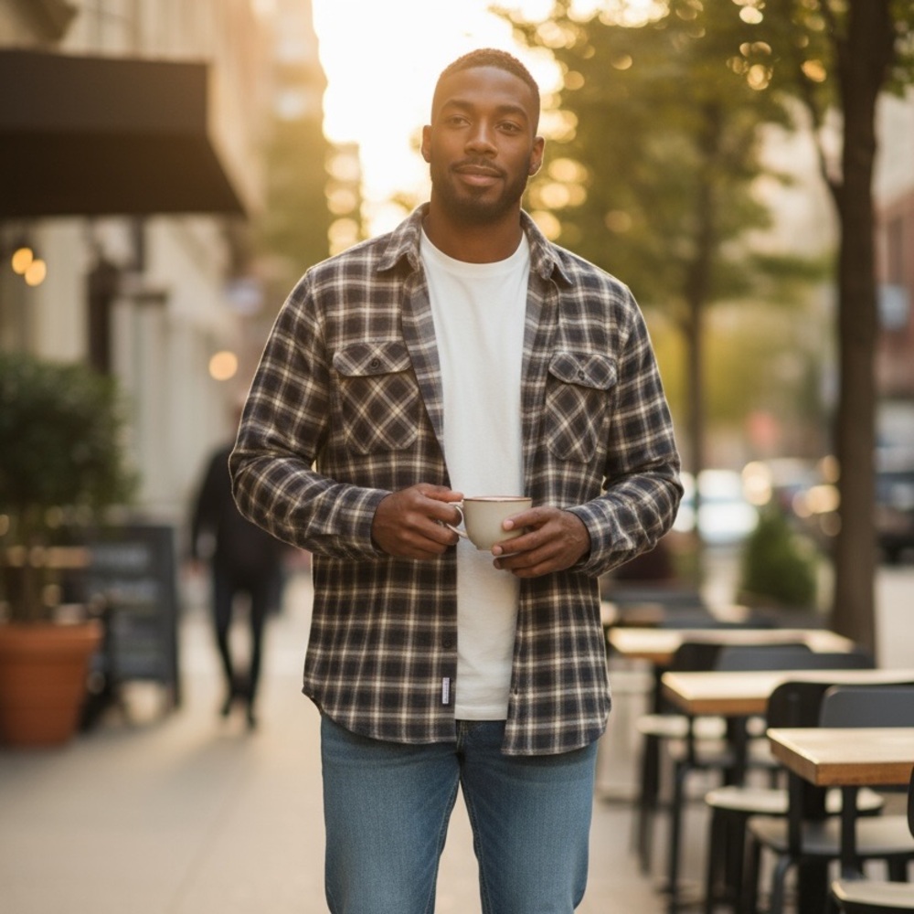 Banana Republic Checkered Shirt in Black and Tan